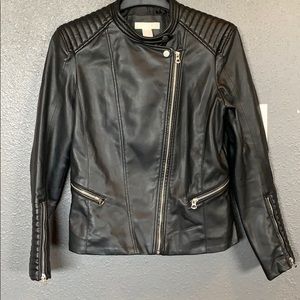Faux leather jacket with stylish zippers